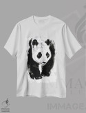 تیشرت سفید طرح دار رد پای پاندا، هنر فاخر معاصر اثر سو بنگ لیم | immage.ir