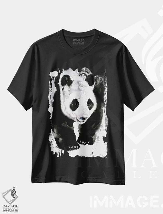تیشرت مشکی طرح دار رد پای پاندا، هنر فاخر معاصر اثر سو بنگ لیم | فروشگاه ایماژ