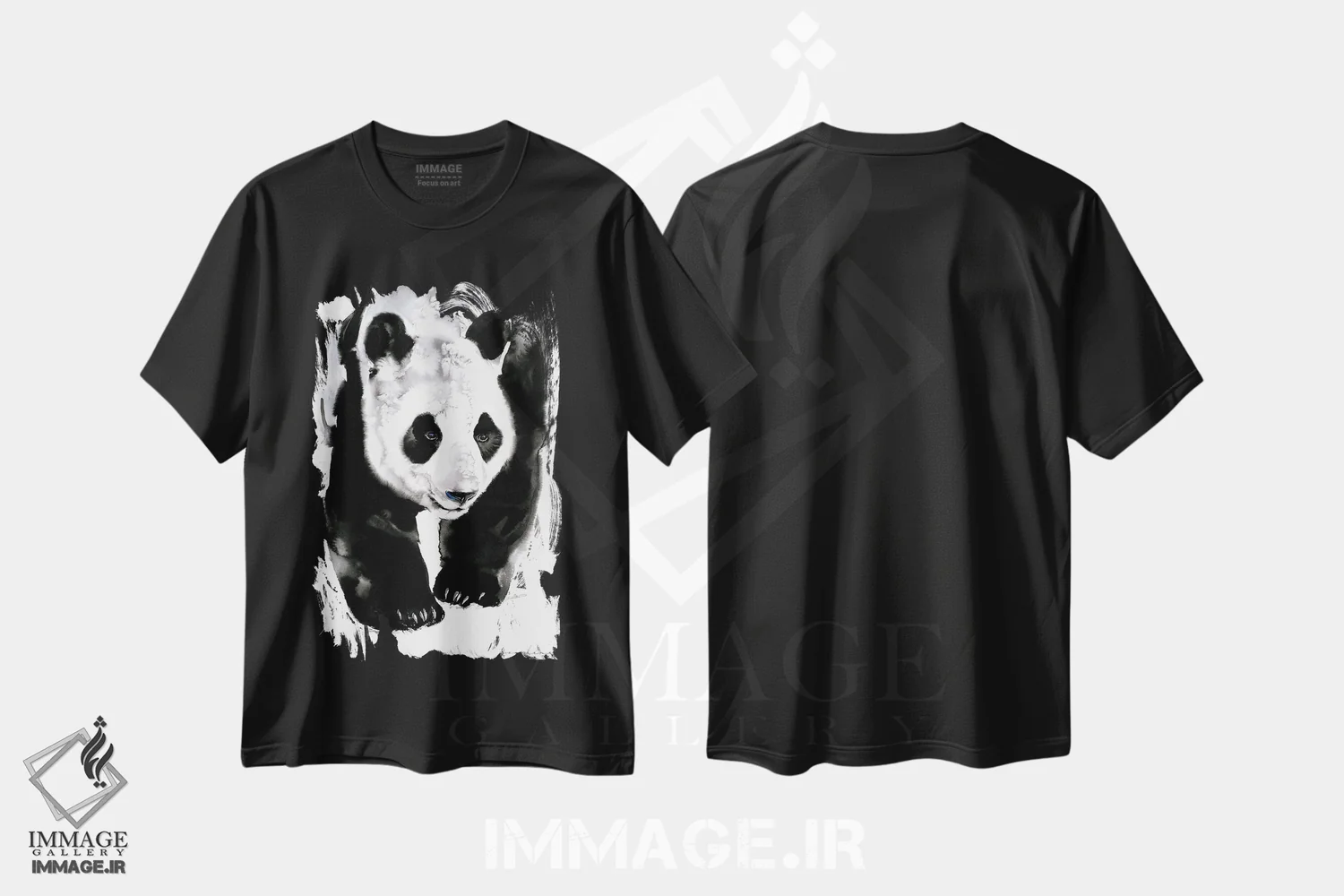 تیشرت مشکی طرح دار رد پای پاندا، هنر فاخر معاصر اثر سو بنگ لیم | فروشگاه ایماژ