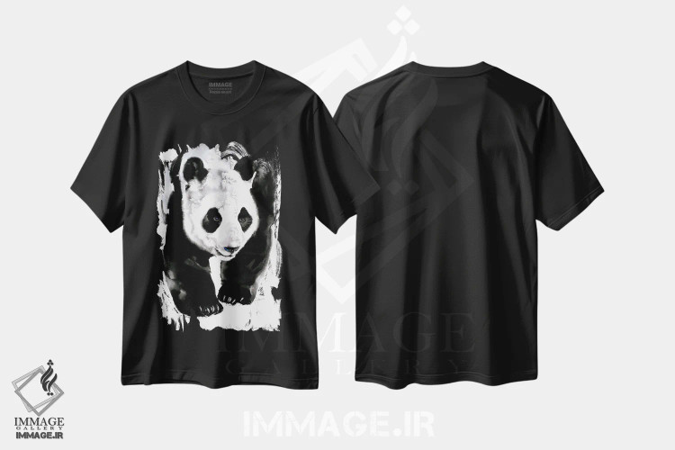 تیشرت مشکی طرح دار رد پای پاندا، هنر فاخر معاصر اثر سو بنگ لیم | فروشگاه ایماژ