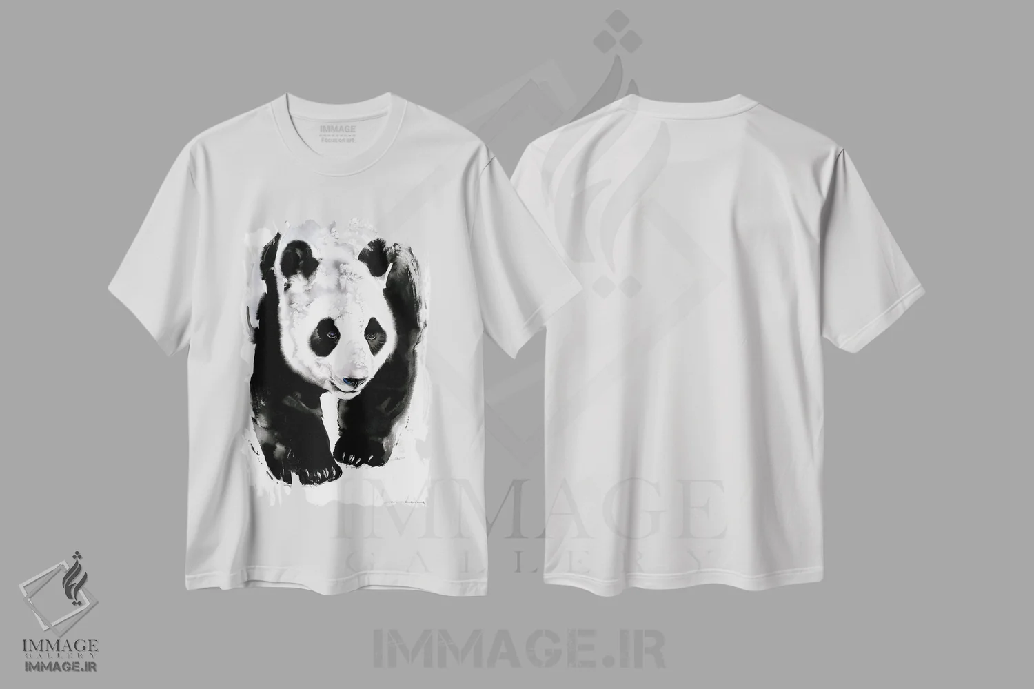 تیشرت سفید طرح دار رد پای پاندا، هنر فاخر معاصر اثر سو بنگ لیم | immage.ir