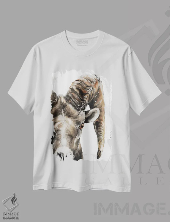 تیشرت سفید طرح دار قوچ سنگی، هنر فاخر معاصر اثر سو بنگ لیم | immage.ir