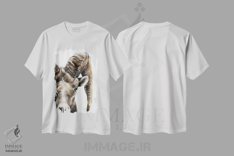 تیشرت سفید طرح دار قوچ سنگی، هنر فاخر معاصر اثر سو بنگ لیم | immage.ir