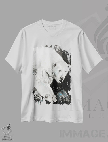 تیشرت سفید طرح دار هیولای یخی، هنر فاخر معاصر اثر سو بنگ لیم | فروشگاه ایماژ