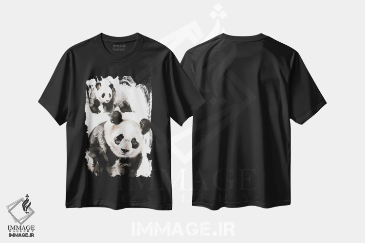 تیشرت مشکی طرح دار جفت پاندا، هنر فاخر معاصر اثر سو بنگ لیم | immage.ir