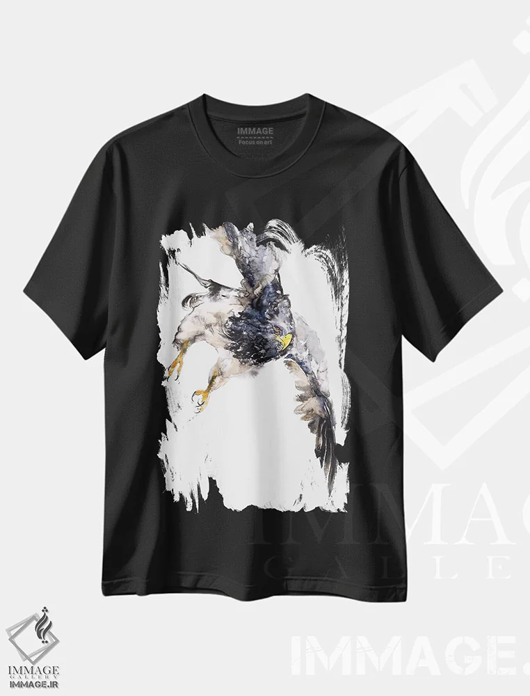 تیشرت مشکی طرح دار اوج گیری بر فراز، هنر فاخر معاصر اثر سو بنگ لیم | immage.ir