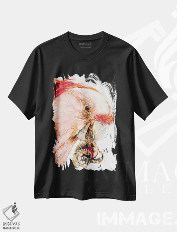 تیشرت مشکی طرح دار کاکاتوآ، دکور معاصر اثر سو بنگ لیم | immage.ir
