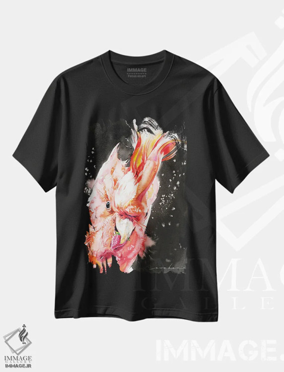 تیشرت مشکی طرح دار کاکاتوآ II، دکور معاصر اثر سو بنگ لیم | فروشگاه ایماژ