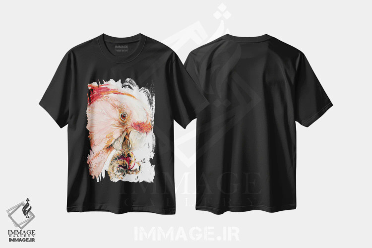 تیشرت مشکی طرح دار کاکاتوآ، دکور معاصر اثر سو بنگ لیم | immage.ir