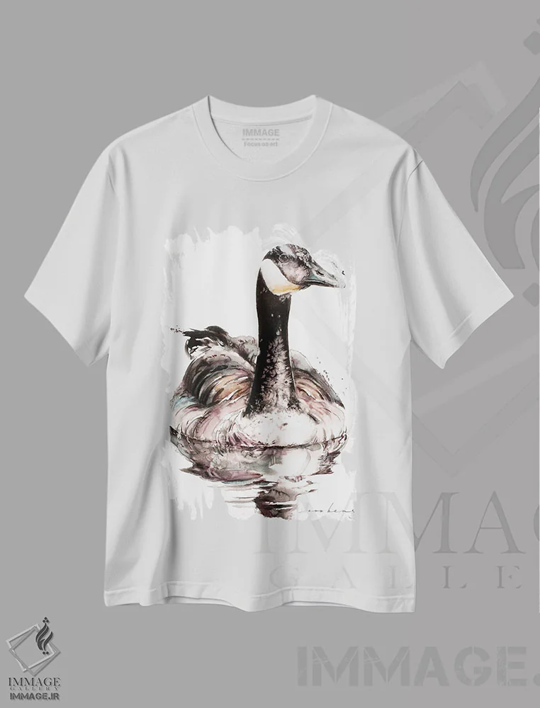 تیشرت سفید طرح دار بازتاب های اردک نر، دکور معاصر اثر سو بنگ لیم | فروشگاه ایماژ