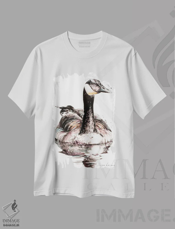 تیشرت سفید طرح دار بازتاب های اردک نر، دکور معاصر اثر سو بنگ لیم | فروشگاه ایماژ