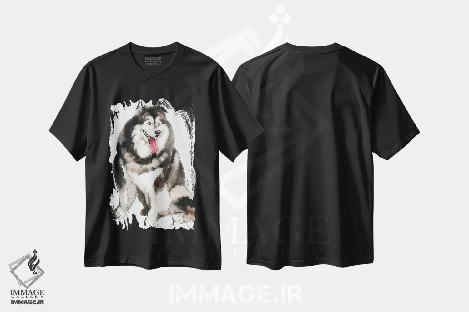 تیشرت مشکی طرح دار توله هاسکی، دکور معاصر اثر سو بنگ لیم | immage.ir