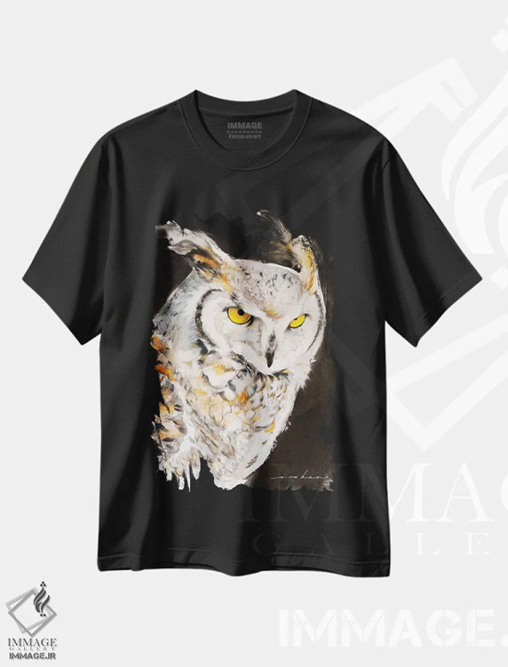 تیشرت مشکی طرح دار جغد اسرارآمیز، دکور معاصر اثر سو بنگ لیم | immage.ir