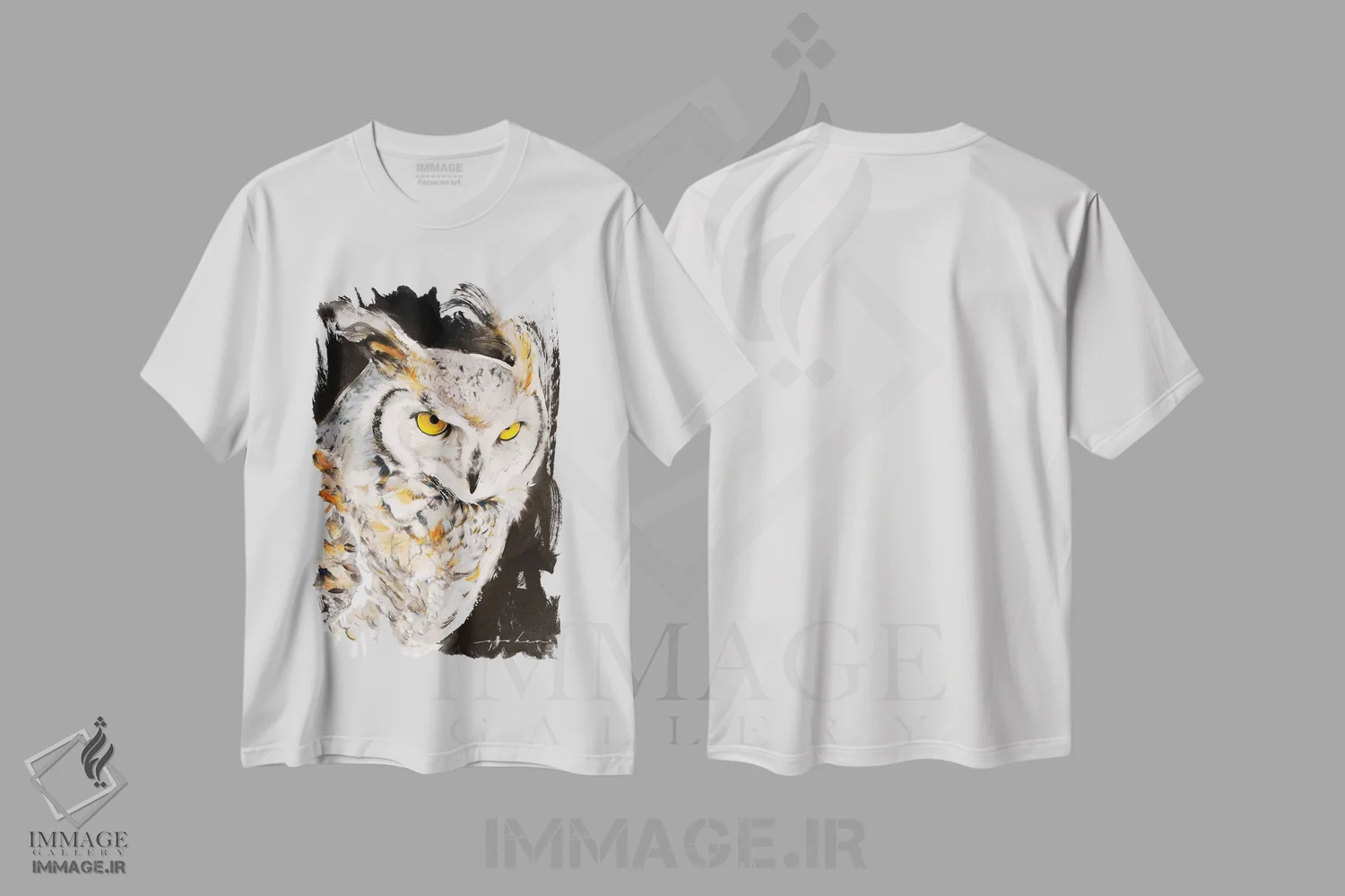 تیشرت سفید طرح دار جغد اسرارآمیز، دکور معاصر اثر سو بنگ لیم | فروشگاه ایماژ