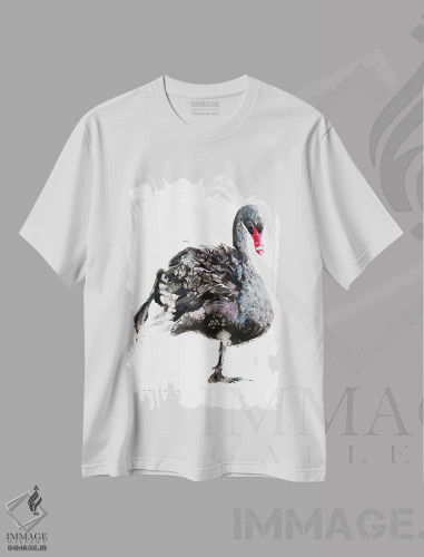 تیشرت سفید طرح دار باله قوها، دکور معاصر اثر سو بنگ لیم | فروشگاه ایماژ