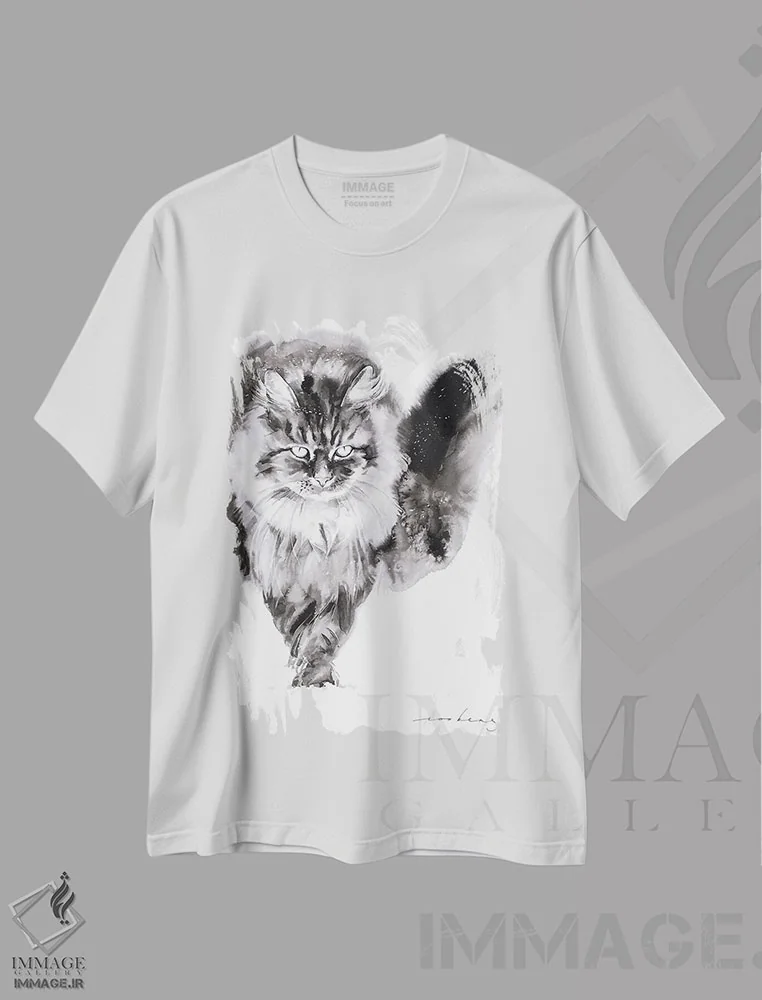 تیشرت سفید طرح دار قدم زنی زمستانی، هنر تزئینی سیاه و سفید اثر سو بنگ لیم | فروشگاه ایماژ