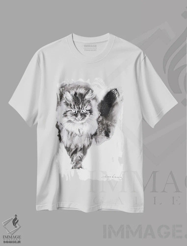 تیشرت سفید طرح دار قدم زنی زمستانی، هنر تزئینی سیاه و سفید اثر سو بنگ لیم | فروشگاه ایماژ