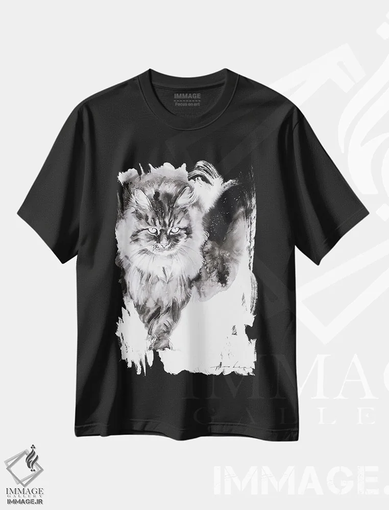 تیشرت مشکی طرح دار قدم زنی زمستانی، هنر تزئینی سیاه و سفید اثر سو بنگ لیم | immage.ir