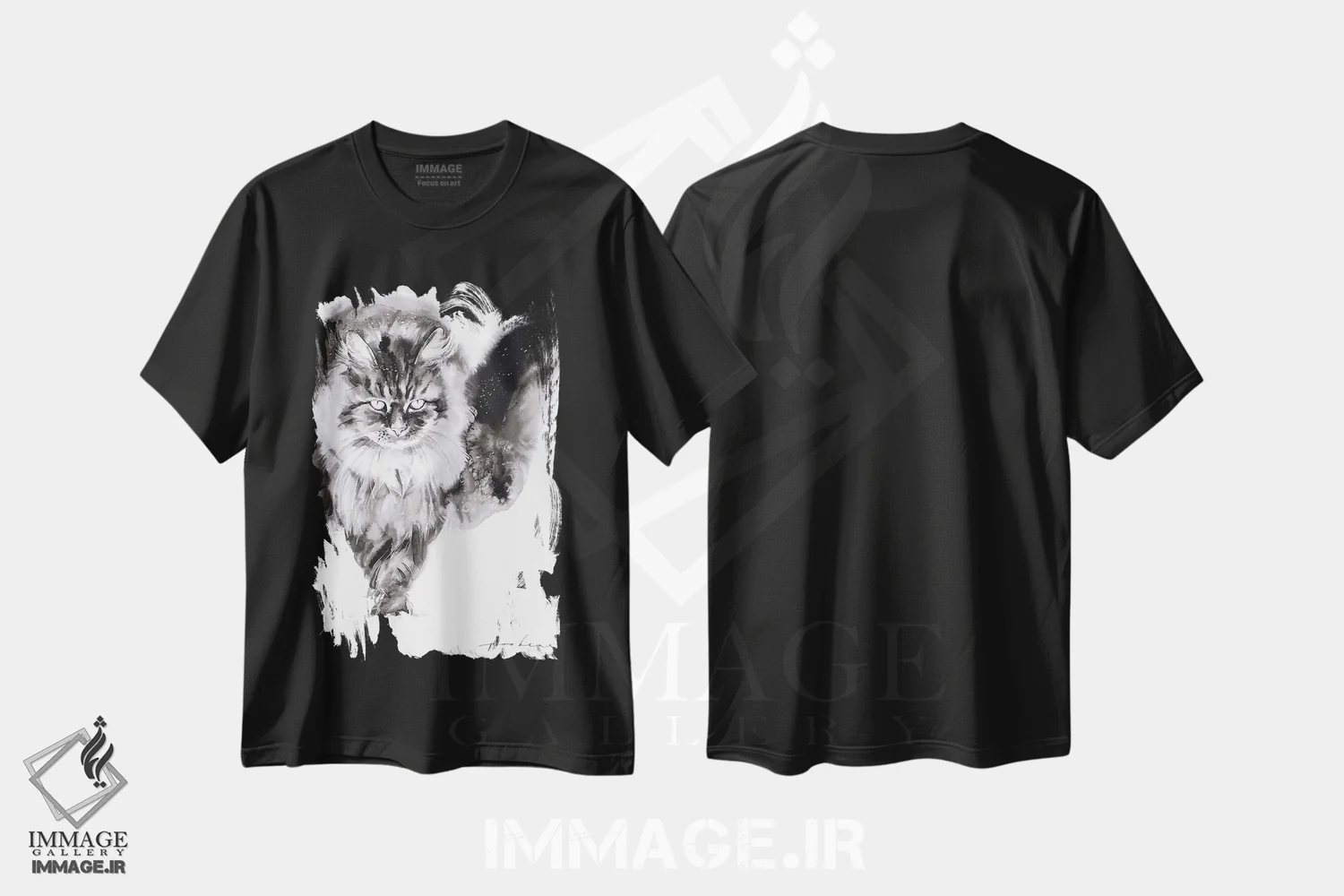 تیشرت مشکی طرح دار قدم زنی زمستانی، هنر تزئینی سیاه و سفید اثر سو بنگ لیم | immage.ir