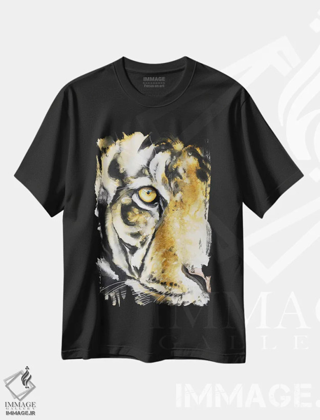 تیشرت مشکی طرح دار ببر آبی II، دکور معاصر اثر سو بنگ لیم | فروشگاه ایماژ