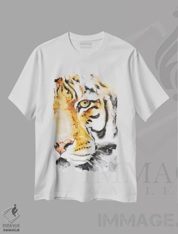 تیشرت سفید طرح دار ببر آبی، دکور معاصر اثر سو بنگ لیم | فروشگاه ایماژ