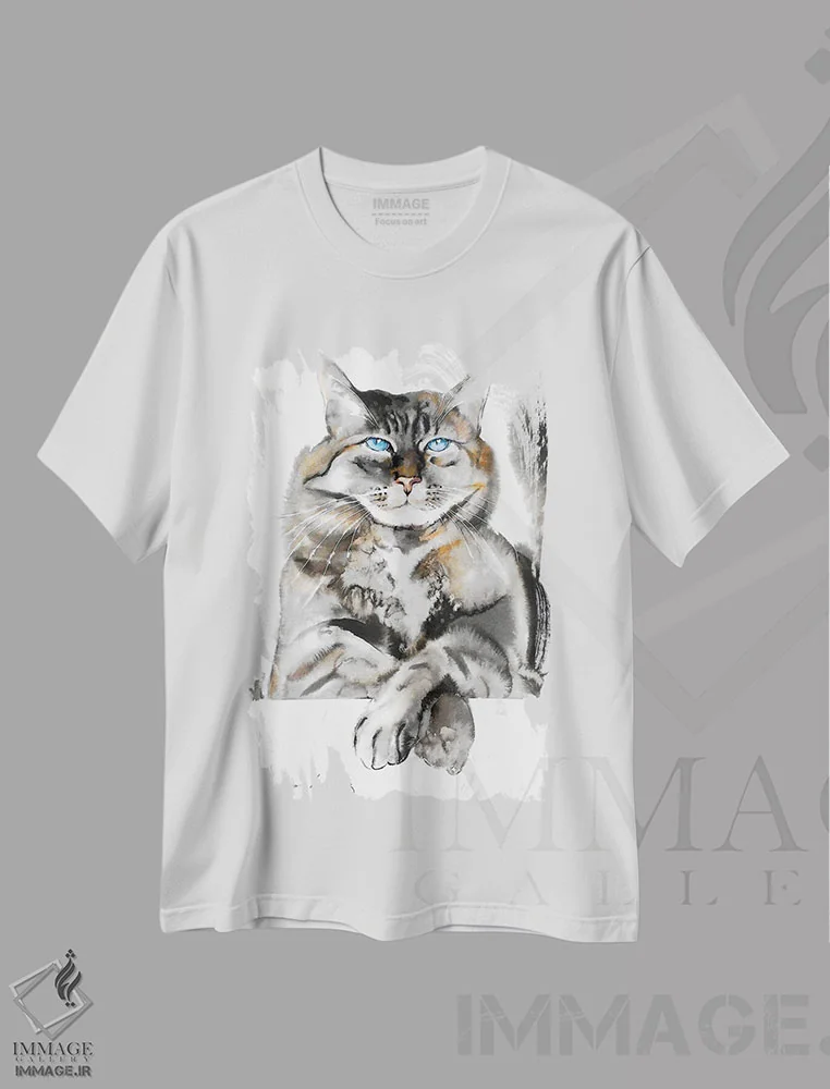 تیشرت سفید طرح دار گربه مغرور، دکور معاصر اثر سو بنگ لیم | immage.ir