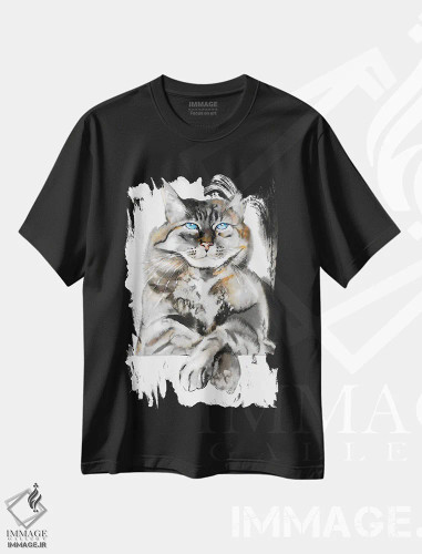 تیشرت مشکی طرح دار گربه مغرور، دکور معاصر اثر سو بنگ لیم | فروشگاه ایماژ