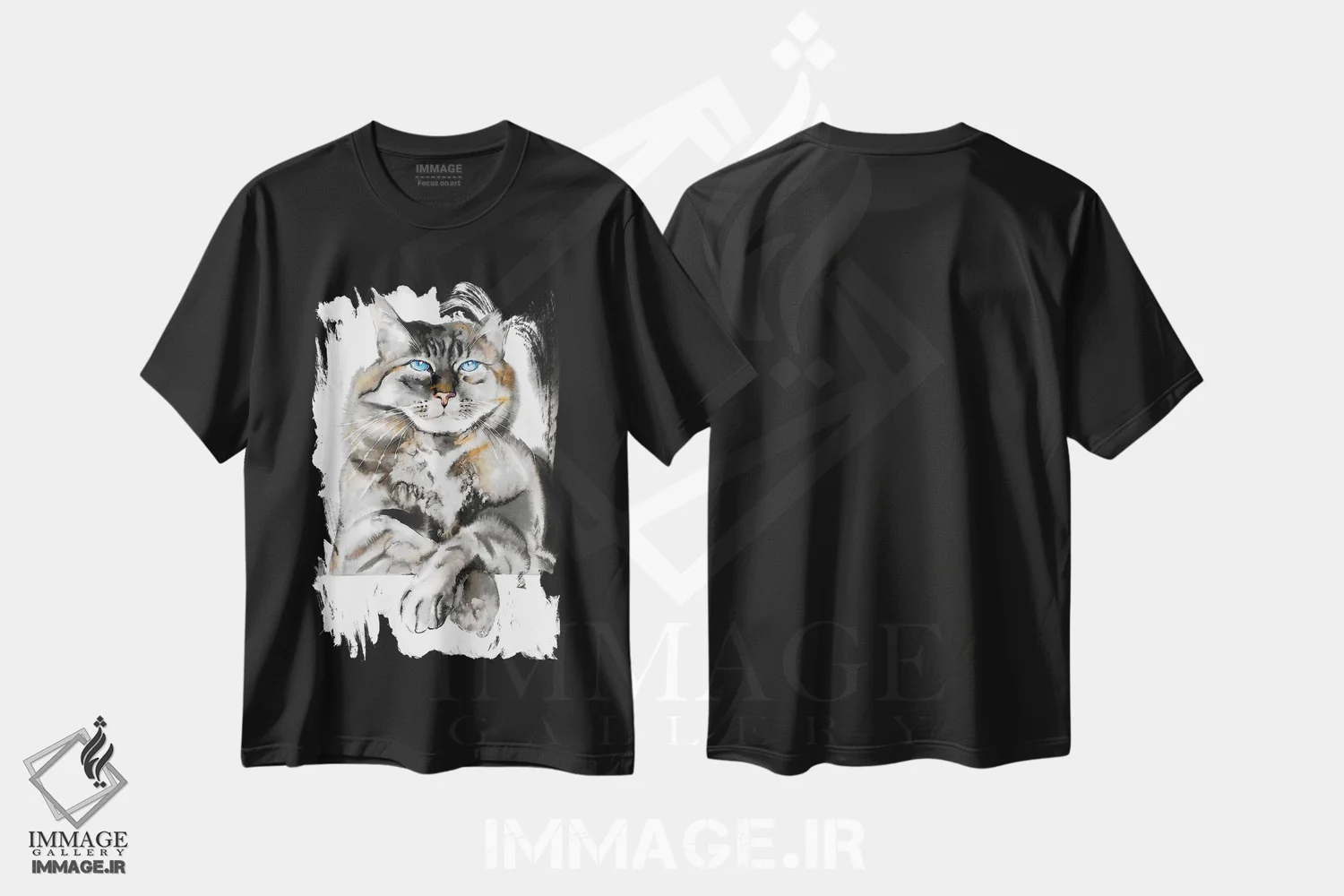 تیشرت مشکی طرح دار گربه مغرور، دکور معاصر اثر سو بنگ لیم | فروشگاه ایماژ