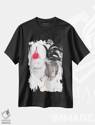تیشرت مشکی طرح دار جذابیت خروس، دکور معاصر اثر سو بنگ لیم | فروشگاه ایماژ