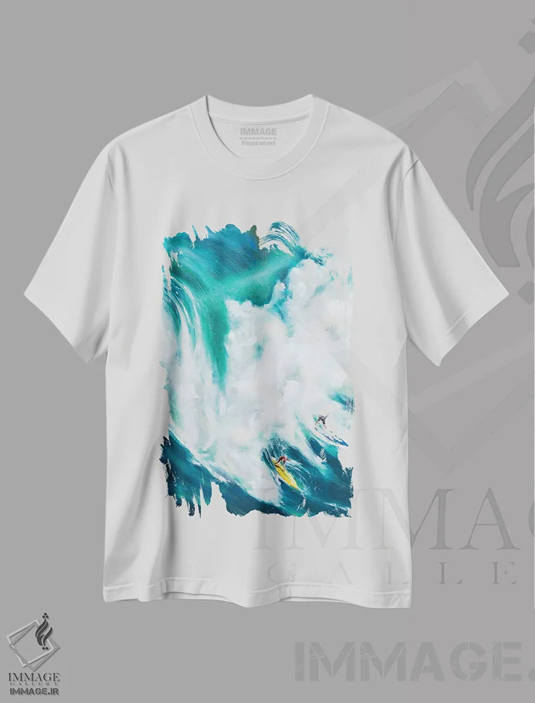 تیشرت سفید طرح دار موج سواری افراطی، دکور ساحلی اثر سو بنگ لیم | immage.ir