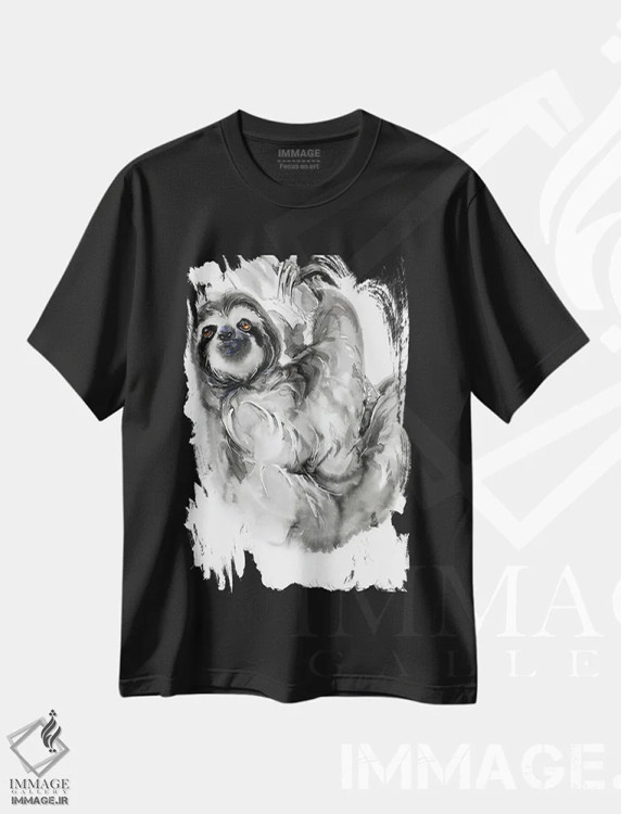 تیشرت مشکی طرح دار تنبلی II، تزئینی اثر سو بنگ لیم | immage.ir