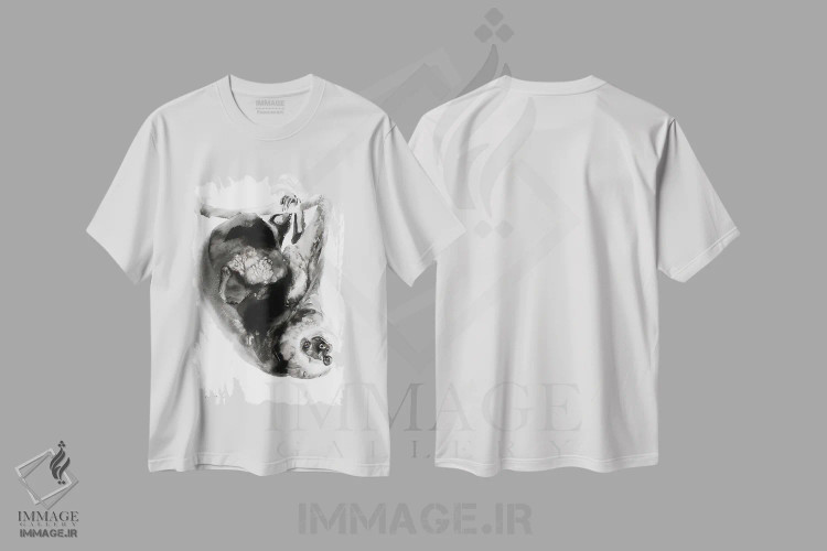 تیشرت سفید طرح دار تنبلی I، هنر تزئینی سیاه و سفید اثر سو بنگ لیم | immage.ir