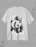 تیشرت سفید طرح دار جفت پاندا II، هنر تزئینی سیاه و سفید اثر سو بنگ لیم | فروشگاه ایماژ