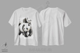 تیشرت سفید طرح دار جفت پاندا II، هنر تزئینی سیاه و سفید اثر سو بنگ لیم | فروشگاه ایماژ