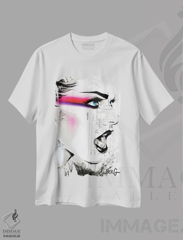 تیشرت سفید طرح دار زن معاصر VIII، مدیوم اثر سو بنگ لیم | فروشگاه ایماژ