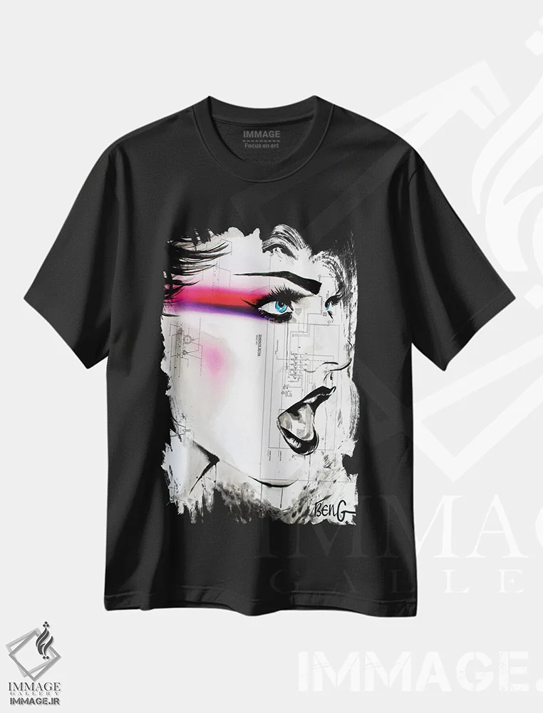 تیشرت مشکی طرح دار زن معاصر VIII، مدیوم اثر سو بنگ لیم | immage.ir