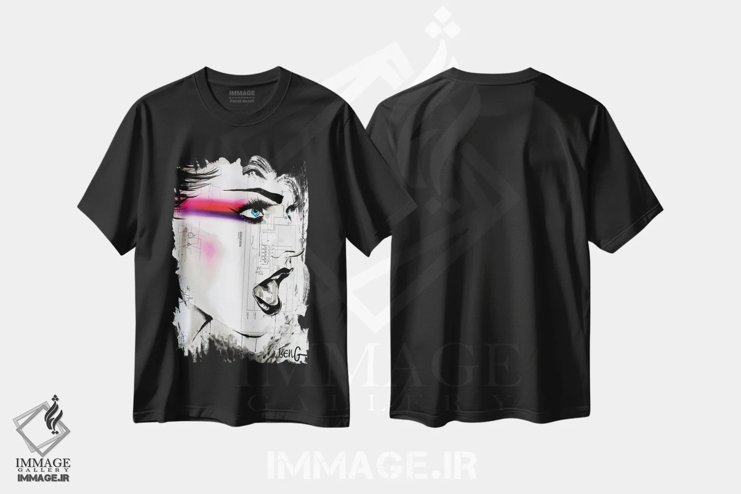 تیشرت مشکی طرح دار زن معاصر VIII، مدیوم اثر سو بنگ لیم | immage.ir