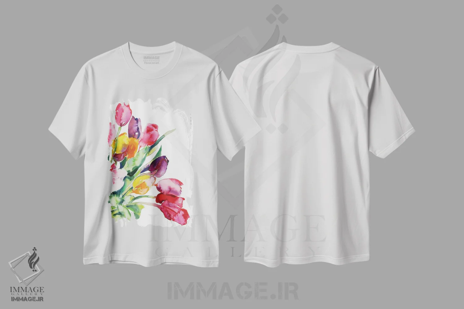 تیشرت سفید طرح دار دسته ای از لاله ها، دکور معاصر اثر سو بنگ لیم | immage.ir
