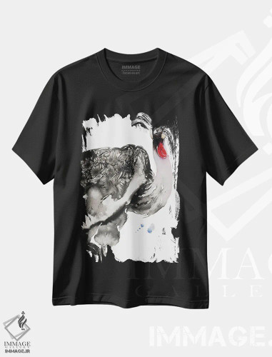 تیشرت مشکی طرح دار درنای باوقار، دکور آسیایی اثر سو بنگ لیم | فروشگاه ایماژ