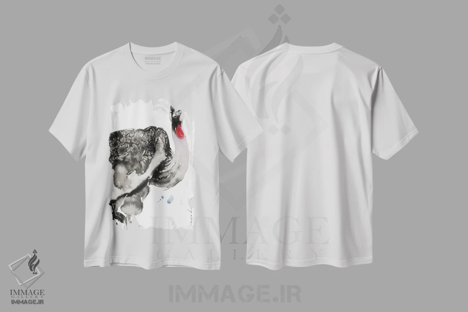 تیشرت سفید طرح دار درنای باوقار، دکور آسیایی اثر سو بنگ لیم | immage.ir