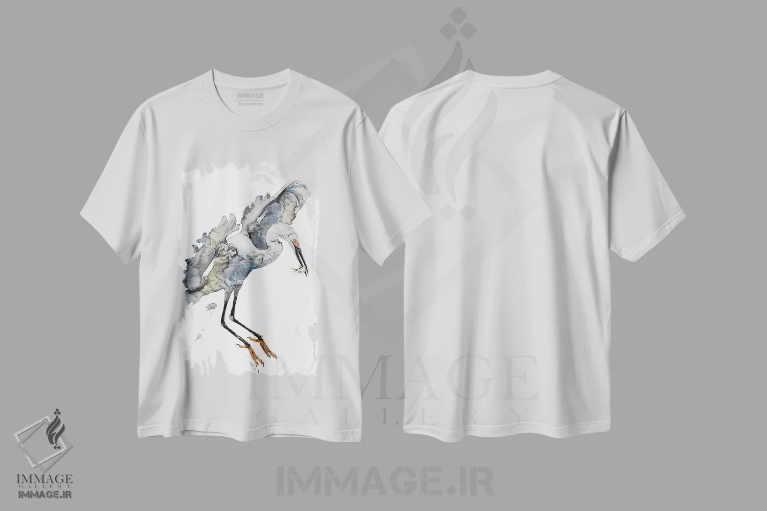 تیشرت سفید طرح دار هارمونی حواصیل ها، دکور آسیایی اثر سو بنگ لیم | immage.ir