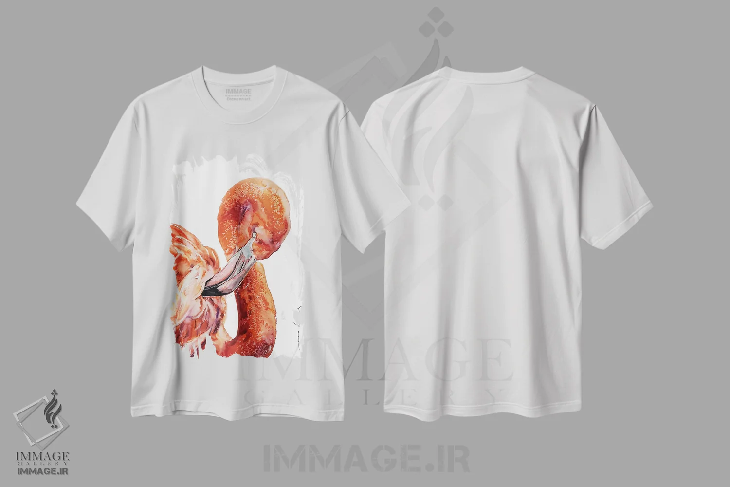 تیشرت سفید طرح دار شیک پوشی فلامینگو، دکور ساحلی اثر سو بنگ لیم | فروشگاه ایماژ