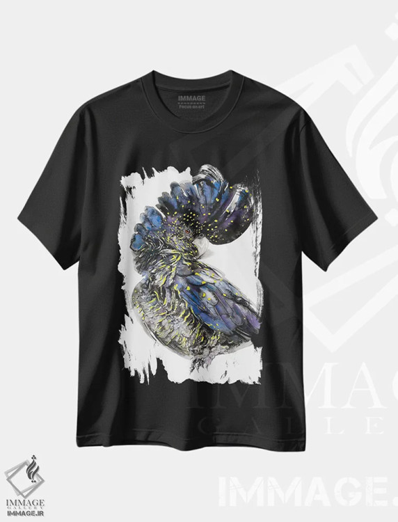 تیشرت مشکی طرح دار کاکاتوی سیاه استرالیایی II، دکور معاصر اثر سو بنگ لیم | فروشگاه ایماژ