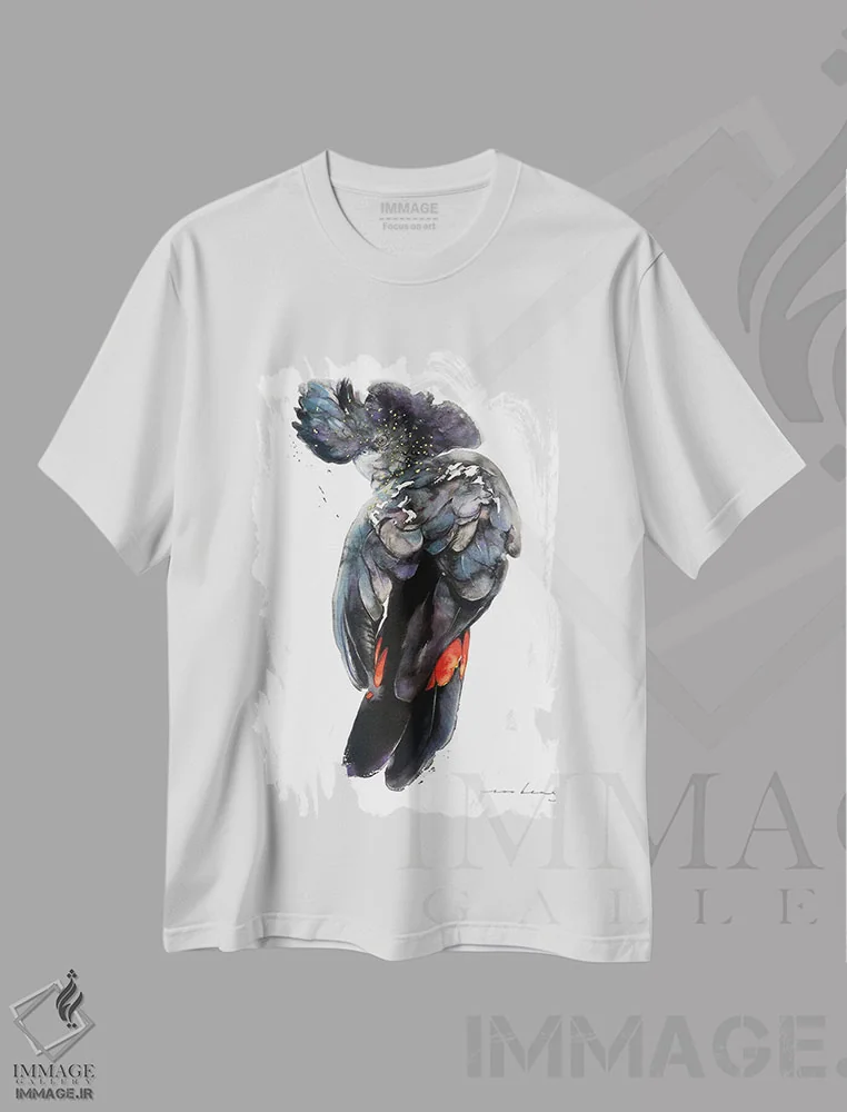 تیشرت سفید طرح دار کاکاتوی بنک، دکور معاصر اثر سو بنگ لیم | فروشگاه ایماژ