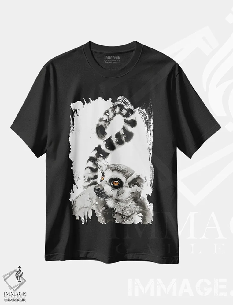 تیشرت مشکی طرح دار نگاه لمور، دکور معاصر اثر سو بنگ لیم | فروشگاه ایماژ