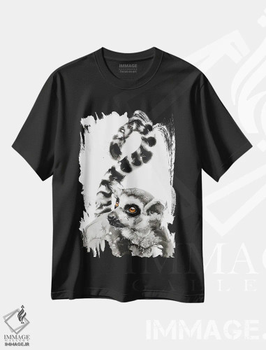 تیشرت مشکی طرح دار نگاه لمور، دکور معاصر اثر سو بنگ لیم | فروشگاه ایماژ