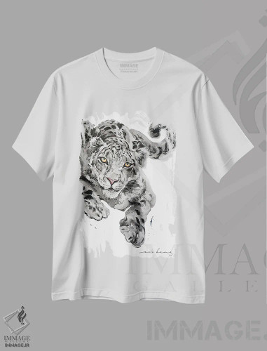 تیشرت سفید طرح دار خال پلنگ، دکور معاصر اثر سو بنگ لیم | فروشگاه ایماژ