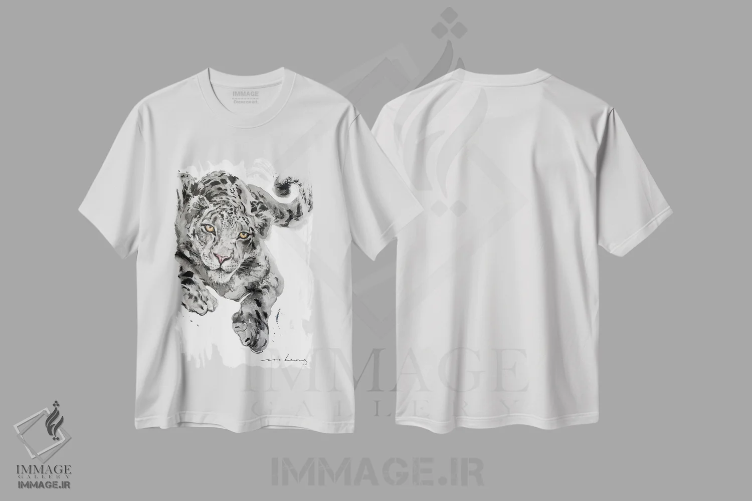 تیشرت سفید طرح دار خال پلنگ، دکور معاصر اثر سو بنگ لیم | فروشگاه ایماژ