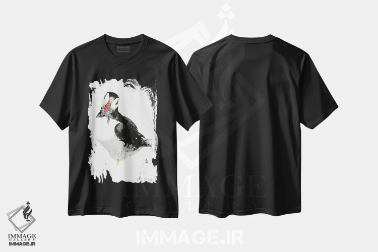 تیشرت مشکی طرح دار لذت ماهی مرغ دریایی، دکور معاصر اثر سو بنگ لیم | immage.ir
