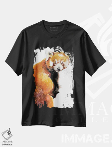 تیشرت مشکی طرح دار افسون پاندا قرمز، دکور معاصر اثر سو بنگ لیم | فروشگاه ایماژ